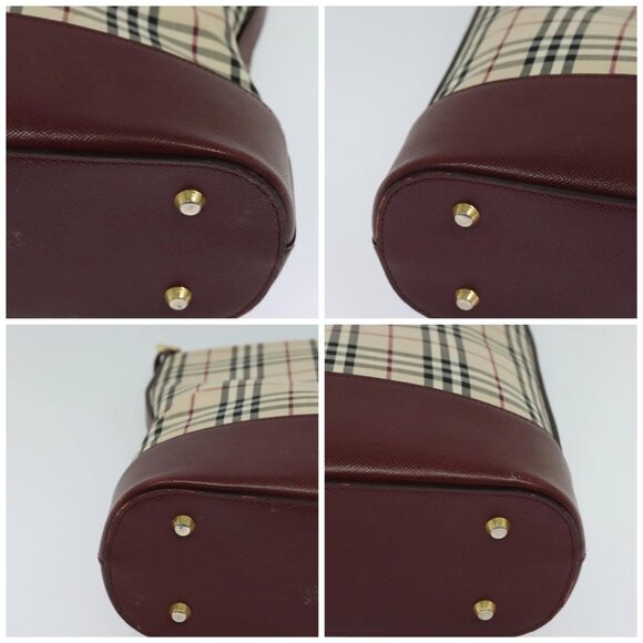 BURBERRY Nova Check Shoulder Bag Canvas Beige Red Auth - Picture 16 of 16